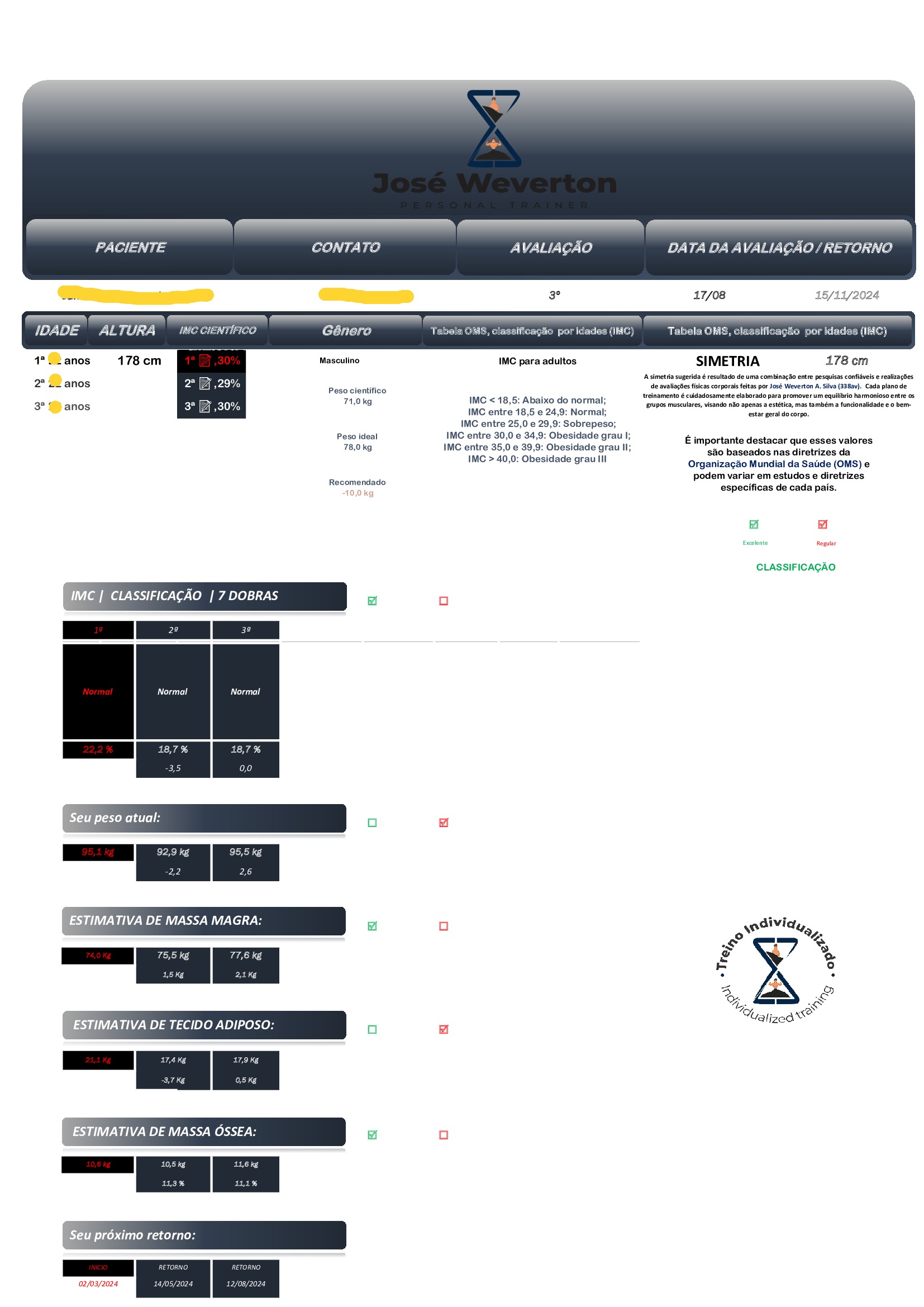 Exemplo de relatório de avaliação - página 1