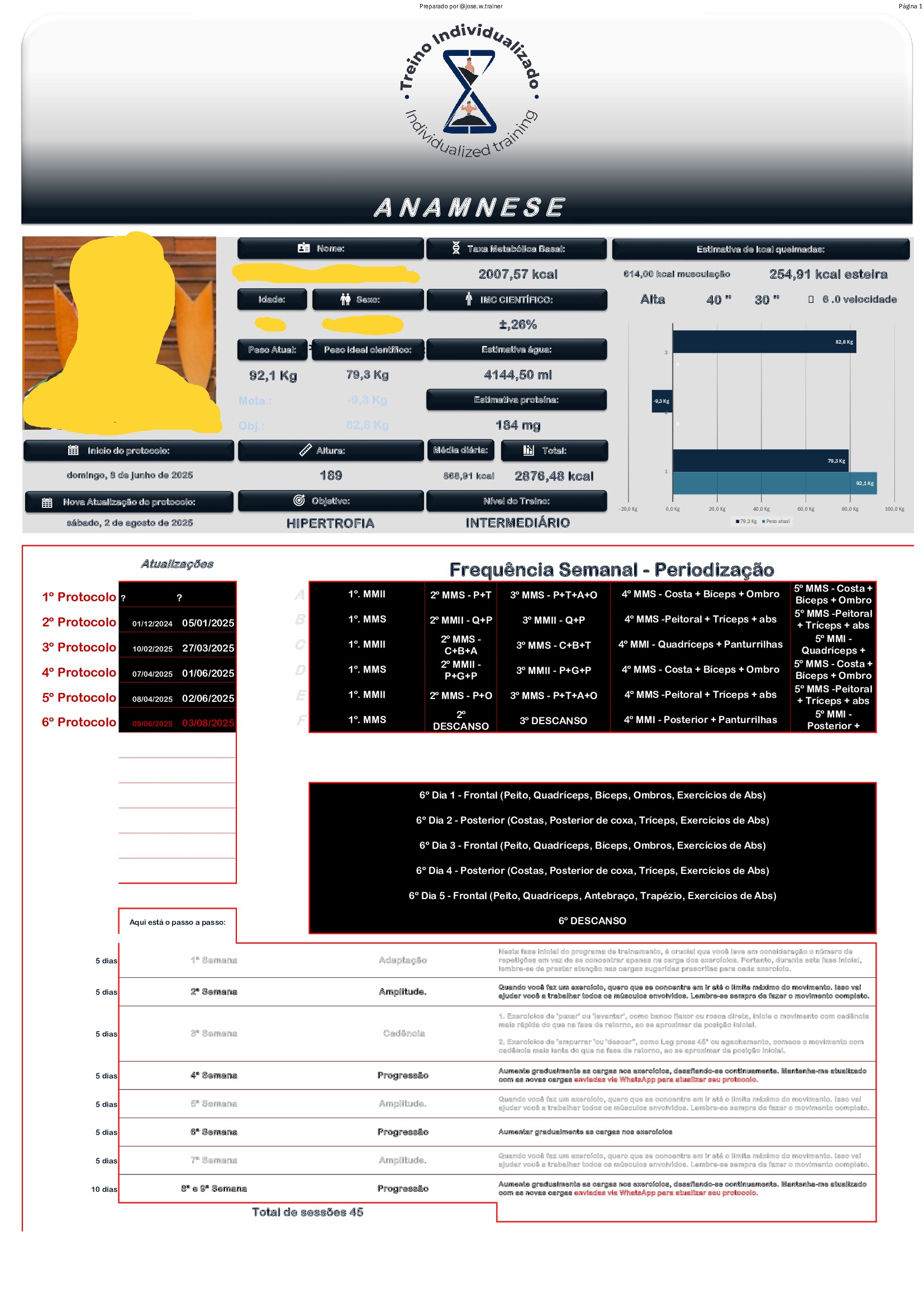 Exemplo de ficha de treino - página 1